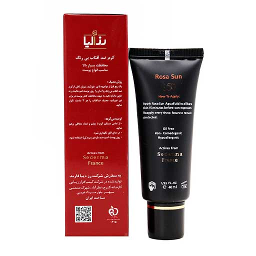 ضدآفتاب بی رنگ رزالیا SPF50+ مناسب انواع پوست حجم 40 میل