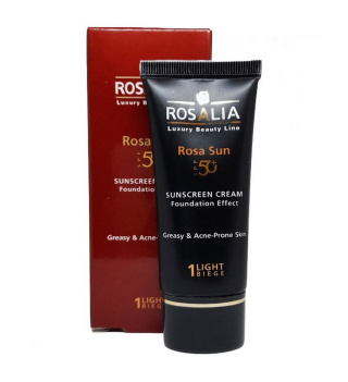 ضد آفتاب رزالیا رنگ لایت بژ 1 با SPF50 مناسب پوست چرب حجم 40 میل